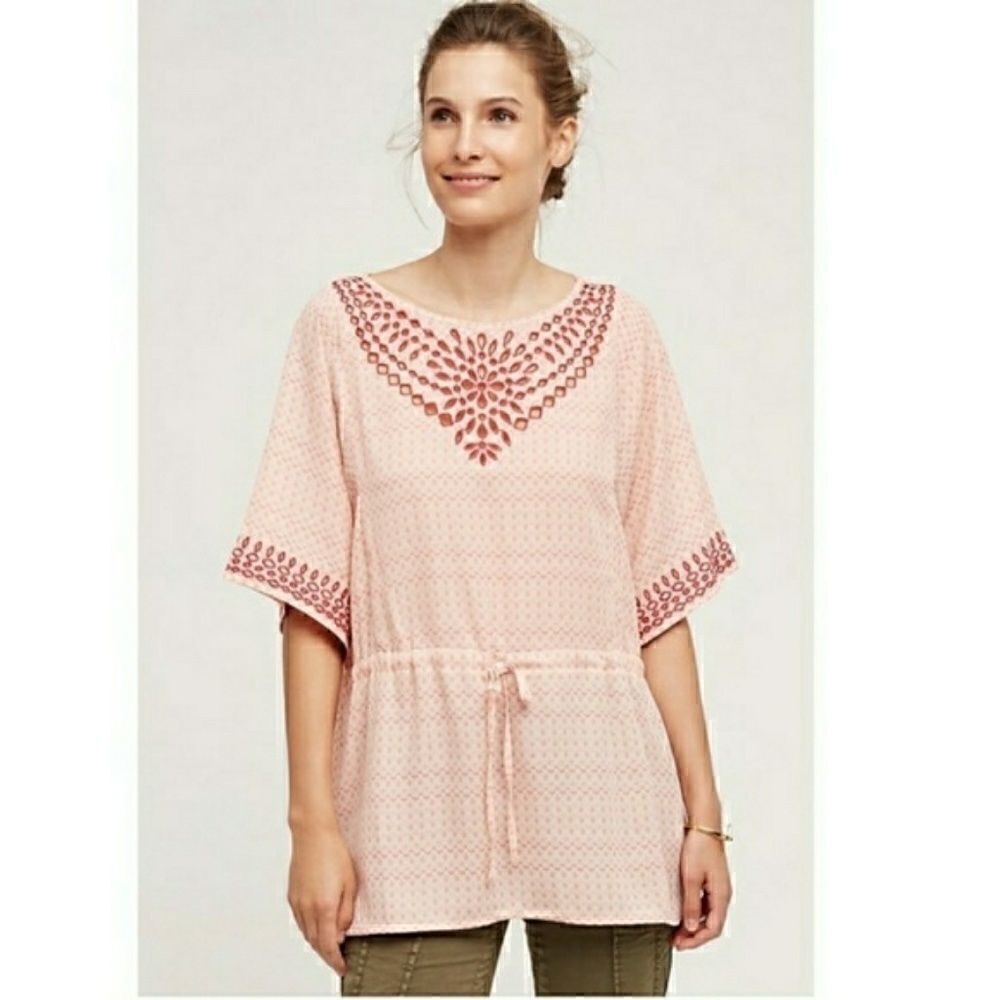 Anthropologie Euphemia Peasant Top Pullover Pink Size Small One September